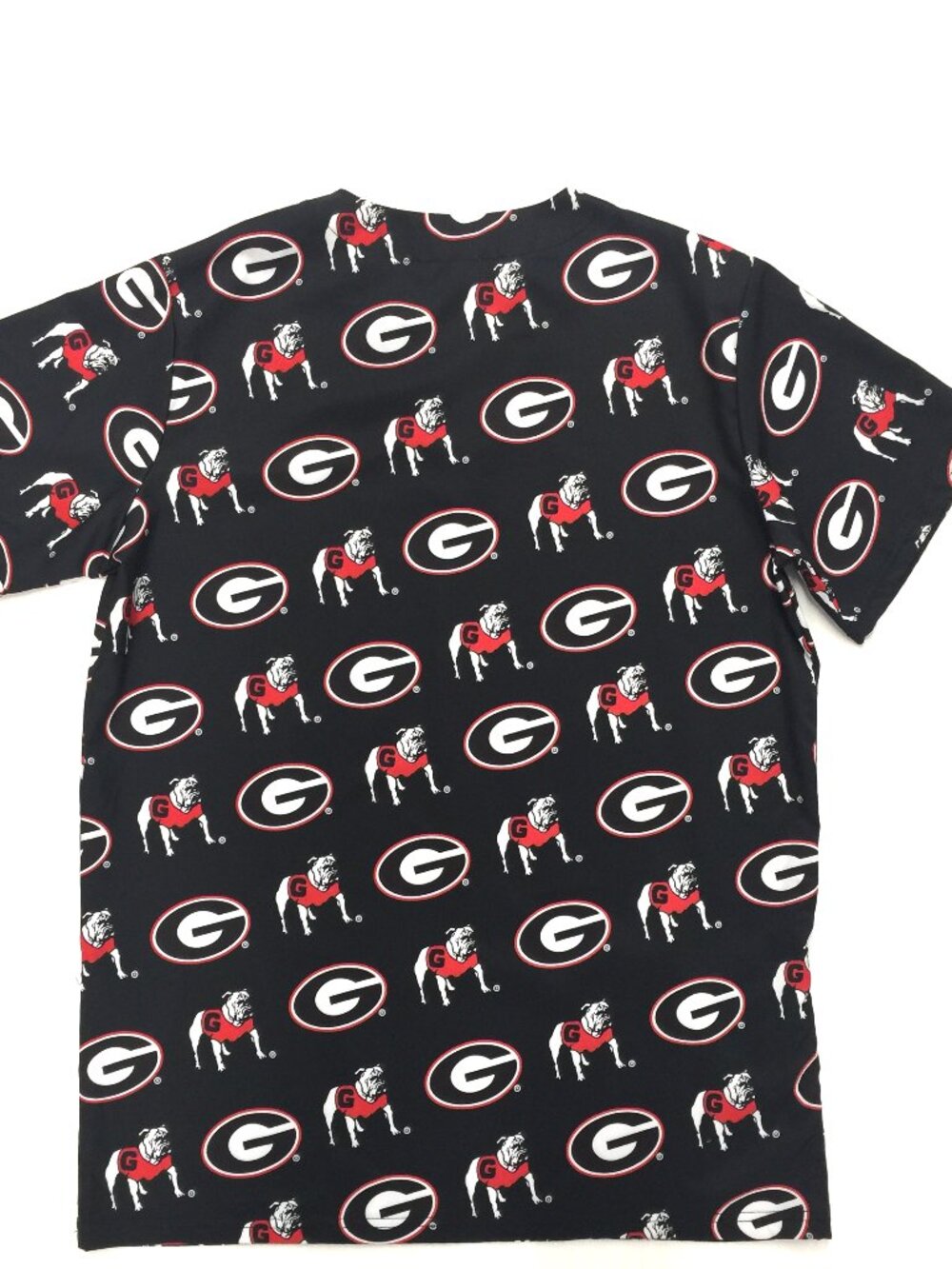 NEW Georgia Bulldogs Black Mascot & Logo Print Medical Scrub Top, Adult XL - Picture 5 of 5